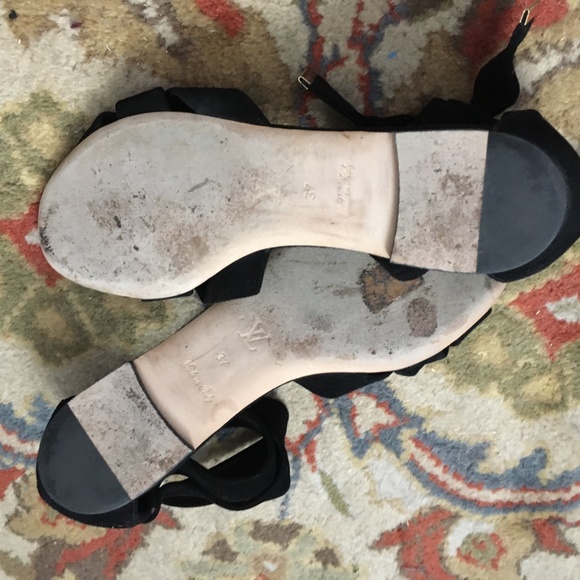 Authentic LOUIS VUITTON Black Suede Flat 'Cocktail' Sandals 37 - Picture 10 of 10